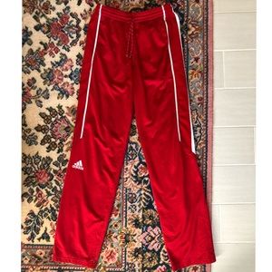 Red and White Adidas Drawstring Sweatpants